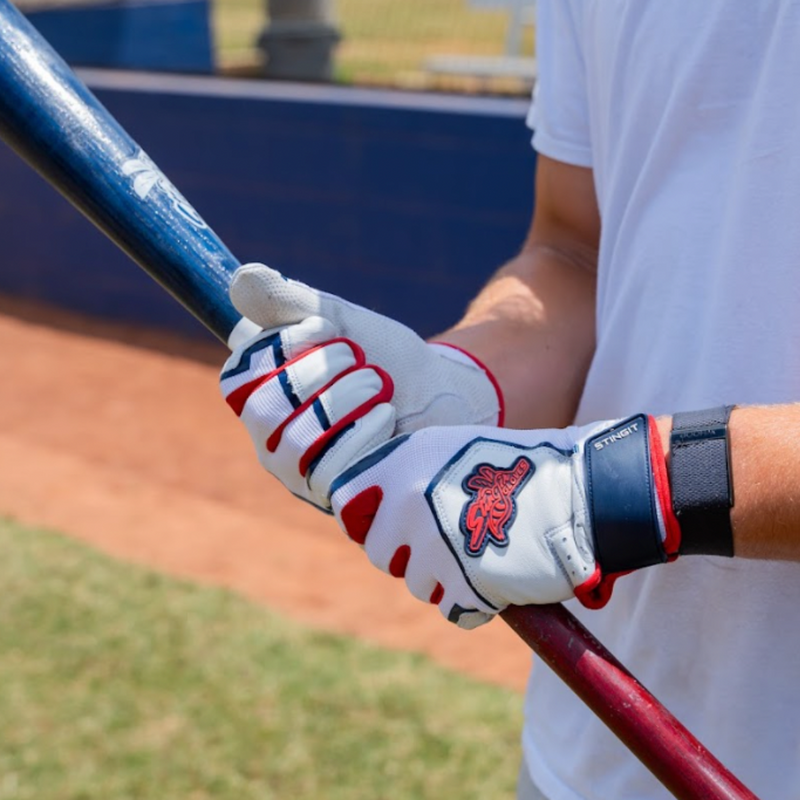 Load image into Gallery viewer, Sting Squad Batting Gloves - Red, White &amp; True
