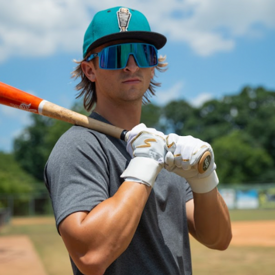 Winder Series Batting Gloves - White & Gold Chrome