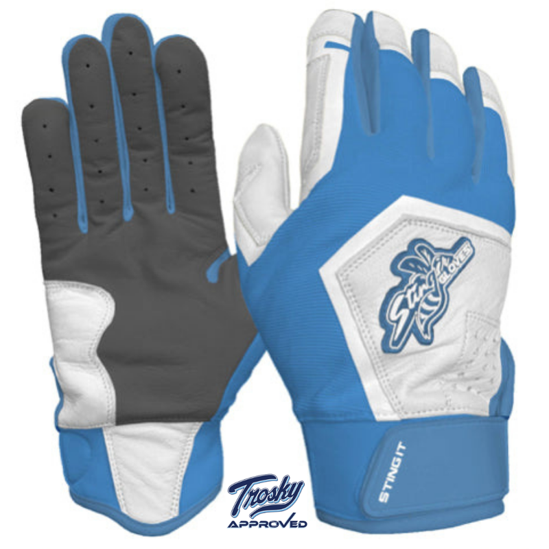 Load image into Gallery viewer, Sting Squad Batting Gloves - Columbia/White &amp; Graphite
