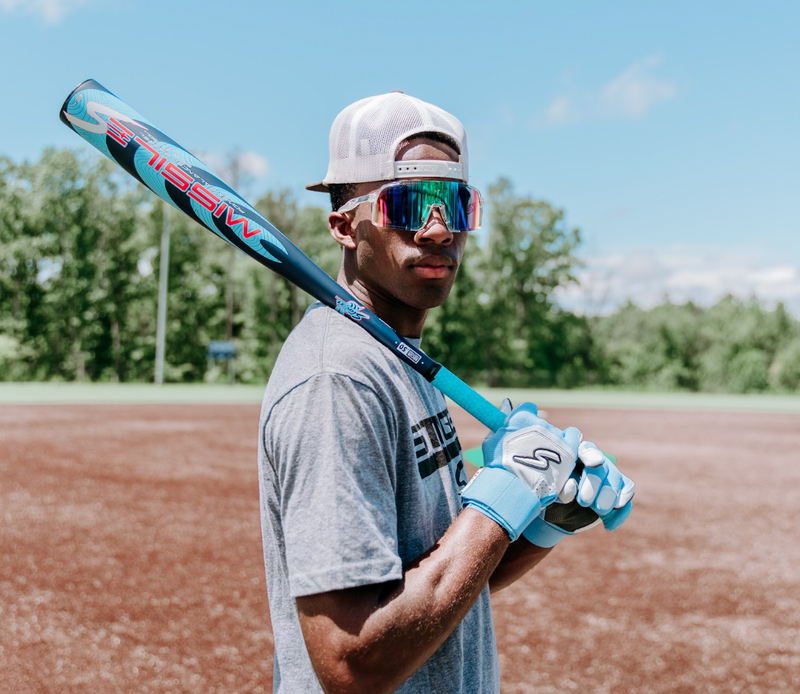 Load image into Gallery viewer, Winder Series Batting Gloves - Columbia Blue/White &amp; Graphite
