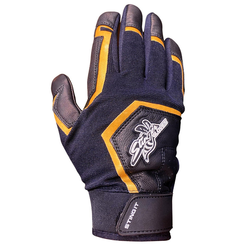 Load image into Gallery viewer, Sting Squad Batting Gloves - Black &amp; Gold
