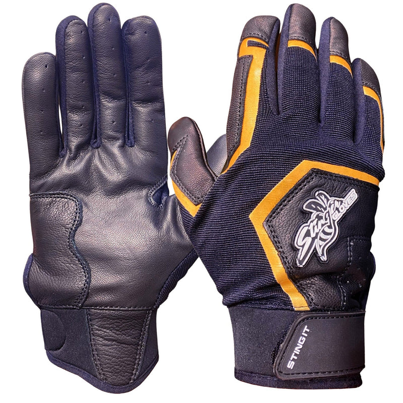 Load image into Gallery viewer, Sting Squad Batting Gloves - Black &amp; Gold
