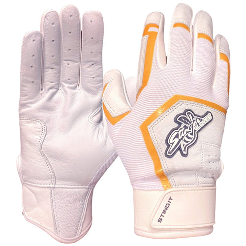 Sting Squad Batting Gloves - White & Gold